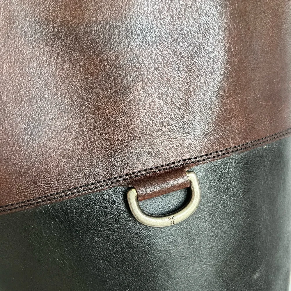 Frye Jayden D Ring Riding Boot Wide Calf BMX EXT Black Brown *flaw* Size 8.5B - Picture 7 of 11